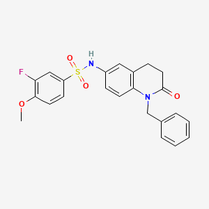 molecular formula C23H21FN2O4S B2632301 N-(1-benzyl-2-oxo-1,2,3,4-tetrahydroquinolin-6-yl)-3-fluoro-4-methoxybenzene-1-sulfonamide CAS No. 946221-55-2