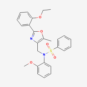 molecular formula C26H26N2O5S B2632324 N-{[2-(2-ethoxyphenyl)-5-methyl-1,3-oxazol-4-yl]methyl}-N-(2-methoxyphenyl)benzenesulfonamide CAS No. 1251582-44-1
