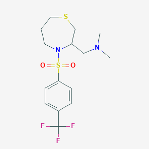 molecular formula C15H21F3N2O2S2 B2632347 DIMETHYL({4-[4-(TRIFLUOROMETHYL)BENZENESULFONYL]-1,4-THIAZEPAN-3-YL}METHYL)AMINE CAS No. 1428374-43-9