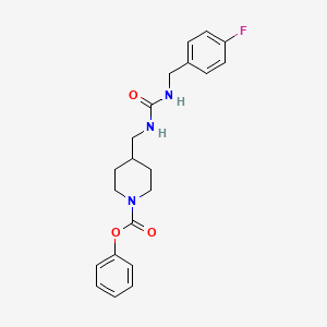 molecular formula C21H24FN3O3 B2632357 Phenyl 4-((3-(4-fluorobenzyl)ureido)methyl)piperidine-1-carboxylate CAS No. 1235620-77-5
