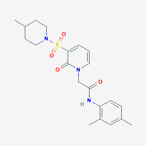 molecular formula C21H27N3O4S B2632359 N-(2,4-dimethylphenyl)-2-{3-[(4-methylpiperidin-1-yl)sulfonyl]-2-oxo-1,2-dihydropyridin-1-yl}acetamide CAS No. 1251568-71-4
