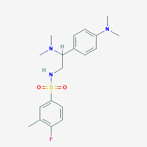 molecular formula C19H26FN3O2S B2632391 N-[2-(dimethylamino)-2-[4-(dimethylamino)phenyl]ethyl]-4-fluoro-3-methylbenzene-1-sulfonamide CAS No. 946366-13-8