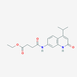 molecular formula C18H22N2O4 B2632405 Ethyl 4-((4-isopropyl-2-oxo-1,2-dihydroquinolin-7-yl)amino)-4-oxobutanoate CAS No. 1251669-71-2