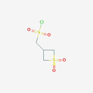 molecular formula C4H7ClO4S2 B2632407 (1,1-Dioxo-1lambda6-thietan-3-yl)methanesulfonyl chloride CAS No. 2092099-08-4