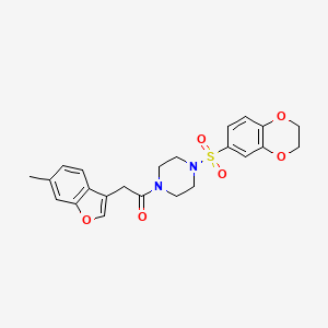 molecular formula C23H24N2O6S B2632432 1-[4-(2,3-Dihydro-1,4-benzodioxine-6-sulfonyl)piperazin-1-yl]-2-(6-methyl-1-benzofuran-3-yl)ethan-1-one CAS No. 847939-23-5