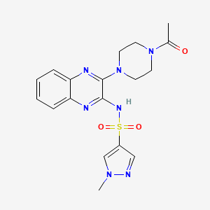molecular formula C18H21N7O3S B2632433 N-(3-(4-acetylpiperazin-1-yl)quinoxalin-2-yl)-1-methyl-1H-pyrazole-4-sulfonamide CAS No. 2034340-28-6