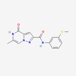 molecular formula C15H14N4O2S B2632465 6-Methyl-N-(3-(methylthio)phenyl)-4-oxo-4,5-dihydropyrazolo[1,5-a]pyrazine-2-carboxamide CAS No. 2108354-89-6