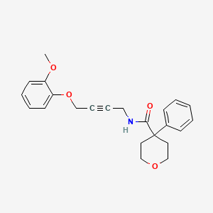 molecular formula C23H25NO4 B2632475 N-[4-(2-METHOXYPHENOXY)BUT-2-YN-1-YL]-4-PHENYLOXANE-4-CARBOXAMIDE CAS No. 1448058-12-5