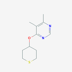molecular formula C11H16N2OS B2632506 4,5-Dimethyl-6-(thian-4-yloxy)pyrimidine CAS No. 2197709-13-8