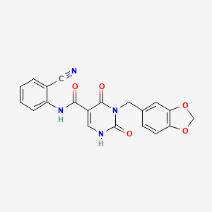 3-(benzo[d][1,3]dioxol-5-ylmethyl)-N-(2-cyanophenyl)-2,4-dioxo-1,2,3,4-tetrahydropyrimidine-5-carboxamide