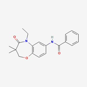 molecular formula C20H22N2O3 B2632527 N-(5-ethyl-3,3-dimethyl-4-oxo-2,3,4,5-tetrahydro-1,5-benzoxazepin-7-yl)benzamide CAS No. 921560-45-4