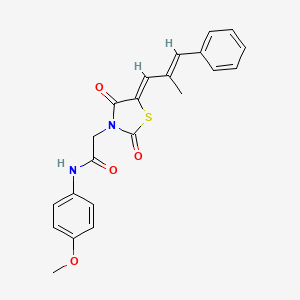 N-(4-methoxyphenyl)-2-((Z)-5-((E)-2-methyl-3-phenylallylidene)-2,4-dioxothiazolidin-3-yl)acetamide
