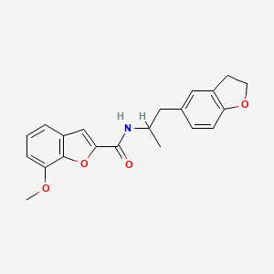 molecular formula C21H21NO4 B2632563 N-(1-(2,3-dihydrobenzofuran-5-yl)propan-2-yl)-7-methoxybenzofuran-2-carboxamide CAS No. 2034515-53-0