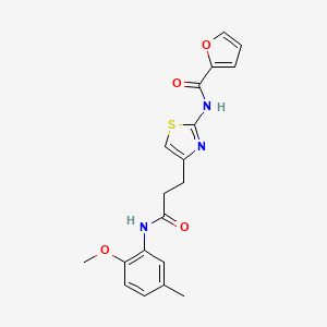 molecular formula C19H19N3O4S B2632566 N-(4-(3-((2-methoxy-5-methylphenyl)amino)-3-oxopropyl)thiazol-2-yl)furan-2-carboxamide CAS No. 1021256-48-3