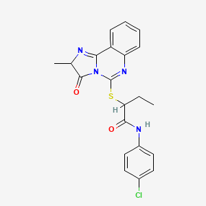 molecular formula C21H19ClN4O2S B2632568 N-(4-chlorophenyl)-2-((2-methyl-3-oxo-2,3-dihydroimidazo[1,2-c]quinazolin-5-yl)thio)butanamide CAS No. 1185159-48-1