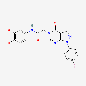 molecular formula C21H18FN5O4 B2632593 N-(3,4-dimethoxyphenyl)-2-(1-(4-fluorophenyl)-4-oxo-1H-pyrazolo[3,4-d]pyrimidin-5(4H)-yl)acetamide CAS No. 852450-54-5