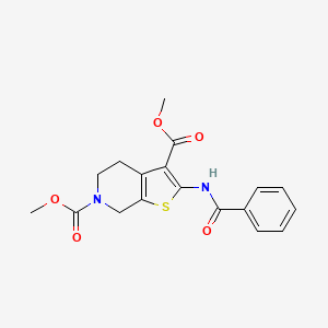 molecular formula C18H18N2O5S B2632594 dimethyl 2-benzamido-4,5-dihydrothieno[2,3-c]pyridine-3,6(7H)-dicarboxylate CAS No. 886957-41-1