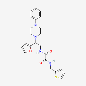 molecular formula C23H26N4O3S B2632612 N'-[2-(furan-2-yl)-2-(4-phenylpiperazin-1-yl)ethyl]-N-[(thiophen-2-yl)methyl]ethanediamide CAS No. 877631-58-8