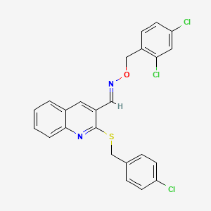 molecular formula C24H17Cl3N2OS B2632653 2-[(4-chlorobenzyl)sulfanyl]-3-quinolinecarbaldehyde O-(2,4-dichlorobenzyl)oxime CAS No. 478079-33-3