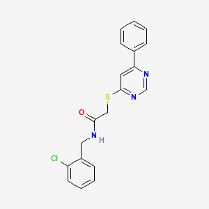 molecular formula C19H16ClN3OS B2632655 N-(2-chlorobenzyl)-2-((6-phenylpyrimidin-4-yl)thio)acetamide CAS No. 1203170-77-7