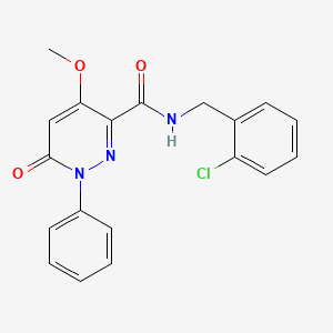 molecular formula C19H16ClN3O3 B2632669 N-[(2-chlorophenyl)methyl]-4-methoxy-6-oxo-1-phenyl-1,6-dihydropyridazine-3-carboxamide CAS No. 941944-33-8