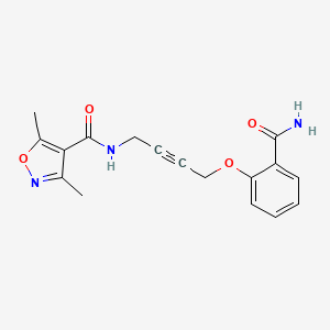 molecular formula C17H17N3O4 B2632712 N-(4-(2-carbamoylphenoxy)but-2-yn-1-yl)-3,5-dimethylisoxazole-4-carboxamide CAS No. 1448035-03-7