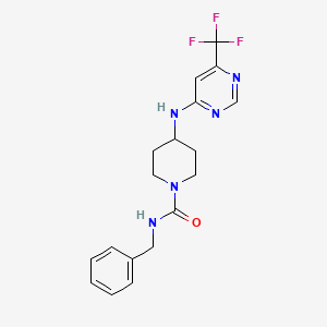 molecular formula C18H20F3N5O B2632735 N-benzyl-4-{[6-(trifluoromethyl)pyrimidin-4-yl]amino}piperidine-1-carboxamide CAS No. 2415464-10-5