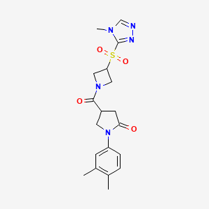 1-(3,4-dimethylphenyl)-4-(3-((4-methyl-4H-1,2,4-triazol-3-yl)sulfonyl)azetidine-1-carbonyl)pyrrolidin-2-one
