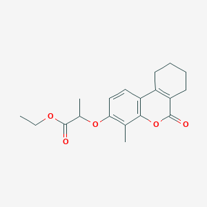 molecular formula C19H22O5 B2632764 ethyl 2-[(4-methyl-6-oxo-7,8,9,10-tetrahydro-6H-benzo[c]chromen-3-yl)oxy]propanoate CAS No. 307550-01-2