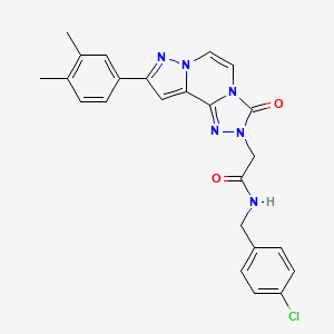 molecular formula C24H21ClN6O2 B2632769 N-(4-chlorobenzyl)-2-[9-(3,4-dimethylphenyl)-3-oxopyrazolo[1,5-a][1,2,4]triazolo[3,4-c]pyrazin-2(3H)-yl]acetamide CAS No. 1207035-17-3