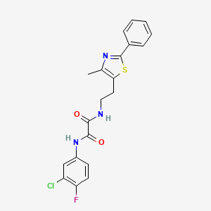 molecular formula C20H17ClFN3O2S B2632770 N'-(3-chloro-4-fluorophenyl)-N-[2-(4-methyl-2-phenyl-1,3-thiazol-5-yl)ethyl]ethanediamide CAS No. 894011-74-6