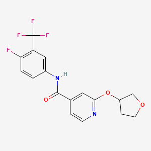 molecular formula C17H14F4N2O3 B2632784 N-[4-fluoro-3-(trifluoromethyl)phenyl]-2-(oxolan-3-yloxy)pyridine-4-carboxamide CAS No. 1904091-45-7