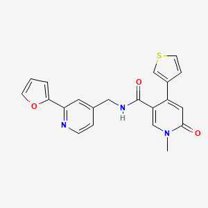 molecular formula C21H17N3O3S B2632789 N-((2-(furan-2-yl)pyridin-4-yl)methyl)-1-methyl-6-oxo-4-(thiophen-3-yl)-1,6-dihydropyridine-3-carboxamide CAS No. 2034439-62-6