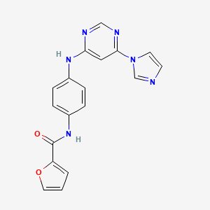 molecular formula C18H14N6O2 B2632795 N-(4-((6-(1H-imidazol-1-yl)pyrimidin-4-yl)amino)phenyl)furan-2-carboxamide CAS No. 1203305-48-9