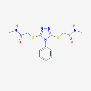 molecular formula C14H17N5O2S2 B263281 N-METHYL-2-[(5-{[(METHYLCARBAMOYL)METHYL]SULFANYL}-4-PHENYL-4H-1,2,4-TRIAZOL-3-YL)SULFANYL]ACETAMIDE 