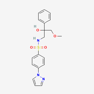 molecular formula C19H21N3O4S B2632811 N-(2-hydroxy-3-methoxy-2-phenylpropyl)-4-(1H-pyrazol-1-yl)benzenesulfonamide CAS No. 2034238-51-0