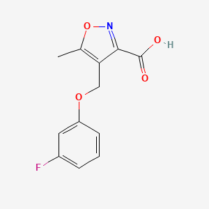 molecular formula C12H10FNO4 B2632824 4-[(3-Fluorophenoxy)methyl]-5-methylisoxazole-3-carboxylic acid CAS No. 934063-54-4
