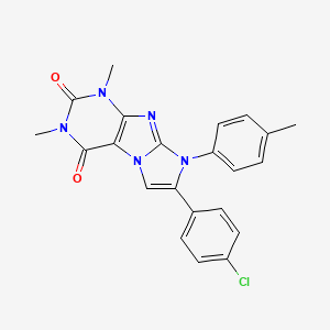 molecular formula C22H18ClN5O2 B2632833 7-(4-chlorophenyl)-1,3-dimethyl-8-(p-tolyl)-1H-imidazo[2,1-f]purine-2,4(3H,8H)-dione CAS No. 375362-26-8