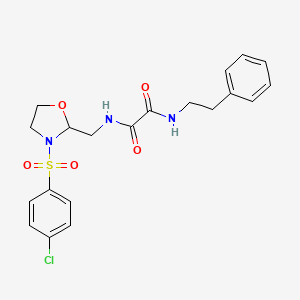 molecular formula C20H22ClN3O5S B2632885 N-{[3-(4-chlorobenzenesulfonyl)-1,3-oxazolidin-2-yl]methyl}-N'-(2-phenylethyl)ethanediamide CAS No. 874805-70-6