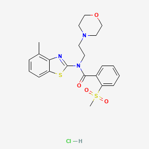 molecular formula C22H26ClN3O4S2 B2632908 N-(4-methylbenzo[d]thiazol-2-yl)-2-(methylsulfonyl)-N-(2-morpholinoethyl)benzamide hydrochloride CAS No. 1217063-39-2