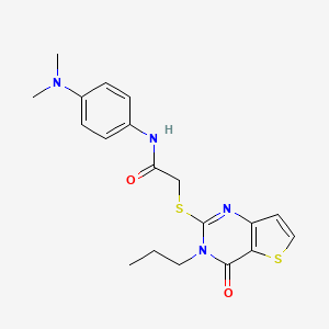 molecular formula C19H22N4O2S2 B2632919 N-[4-(dimethylamino)phenyl]-2-({4-oxo-3-propyl-3H,4H-thieno[3,2-d]pyrimidin-2-yl}sulfanyl)acetamide CAS No. 1260927-13-6
