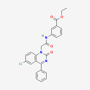 molecular formula C25H20ClN3O4 B2632921 Ethyl 3-[2-(6-chloro-2-oxo-4-phenyl-1,2-dihydroquinazolin-1-yl)acetamido]benzoate CAS No. 941939-43-1