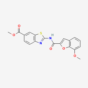 molecular formula C19H14N2O5S B2632971 methyl 2-(7-methoxy-1-benzofuran-2-amido)-1,3-benzothiazole-6-carboxylate CAS No. 921799-71-5