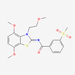 molecular formula C20H22N2O6S2 B2632984 (E)-N-(4,7-dimethoxy-3-(2-methoxyethyl)benzo[d]thiazol-2(3H)-ylidene)-3-(methylsulfonyl)benzamide CAS No. 896302-12-8