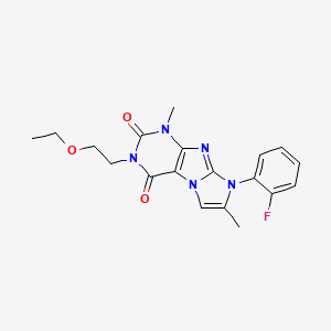 molecular formula C19H20FN5O3 B2632993 2-(2-Ethoxyethyl)-6-(2-fluorophenyl)-4,7-dimethylpurino[7,8-a]imidazole-1,3-dione CAS No. 878729-66-9