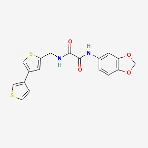 molecular formula C18H14N2O4S2 B2633013 N'-(2H-1,3-benzodioxol-5-yl)-N-({[3,3'-bithiophene]-5-yl}methyl)ethanediamide CAS No. 2379994-77-9