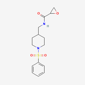 molecular formula C15H20N2O4S B2633040 N-[[1-(Benzenesulfonyl)piperidin-4-yl]methyl]oxirane-2-carboxamide CAS No. 2418723-07-4