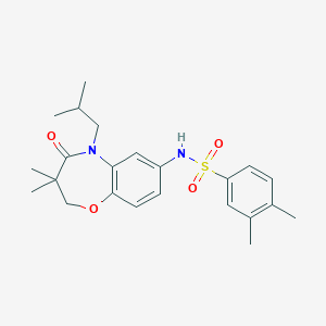 molecular formula C23H30N2O4S B2633103 N-(5-isobutyl-3,3-dimethyl-4-oxo-2,3,4,5-tetrahydrobenzo[b][1,4]oxazepin-7-yl)-3,4-dimethylbenzenesulfonamide CAS No. 922132-81-8