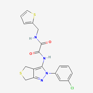 molecular formula C18H15ClN4O2S2 B2633106 N-[2-(3-chlorophenyl)-2H,4H,6H-thieno[3,4-c]pyrazol-3-yl]-N'-[(thiophen-2-yl)methyl]ethanediamide CAS No. 899952-12-6