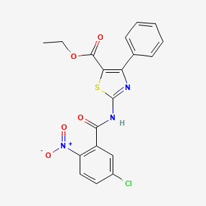 molecular formula C19H14ClN3O5S B2633133 ETHYL 2-(5-CHLORO-2-NITROBENZAMIDO)-4-PHENYL-1,3-THIAZOLE-5-CARBOXYLATE CAS No. 310414-38-1